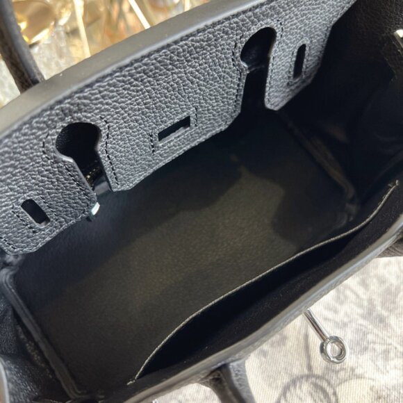 Black genuine leather women's handbag | Silver Hardware SHW | Available 2 Sizes - Picture 8 of 8